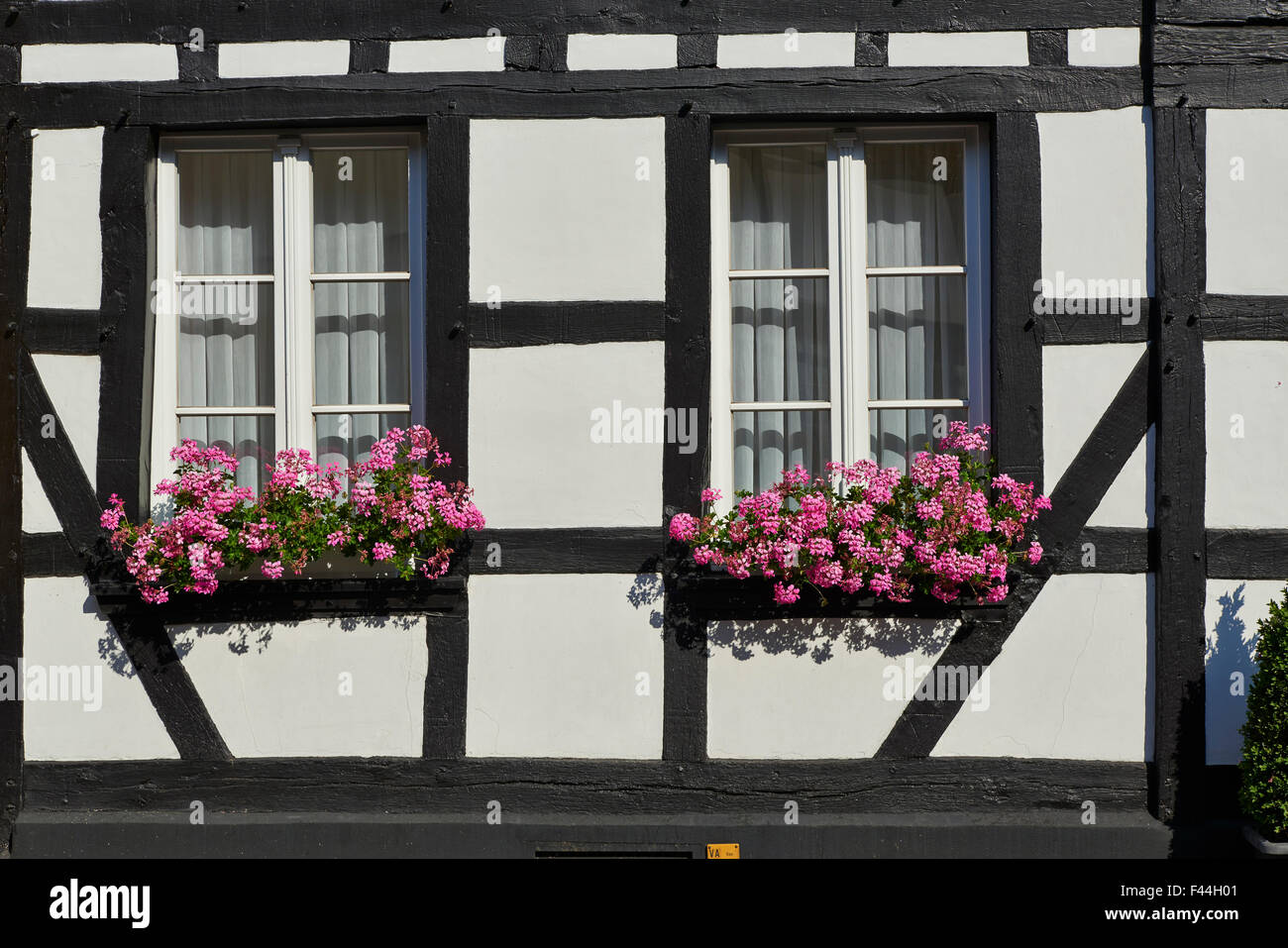 windows of typical half-timber house in Nideggen, North Rhine-Westphalia, Germany, Europe Stock Photo