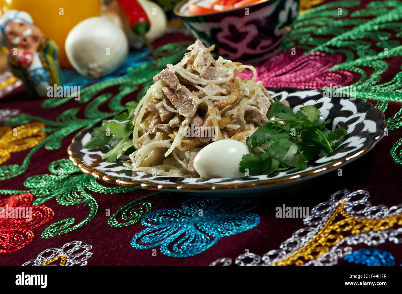 Uzbek beef salad -Central Asian cuisine Stock Photo