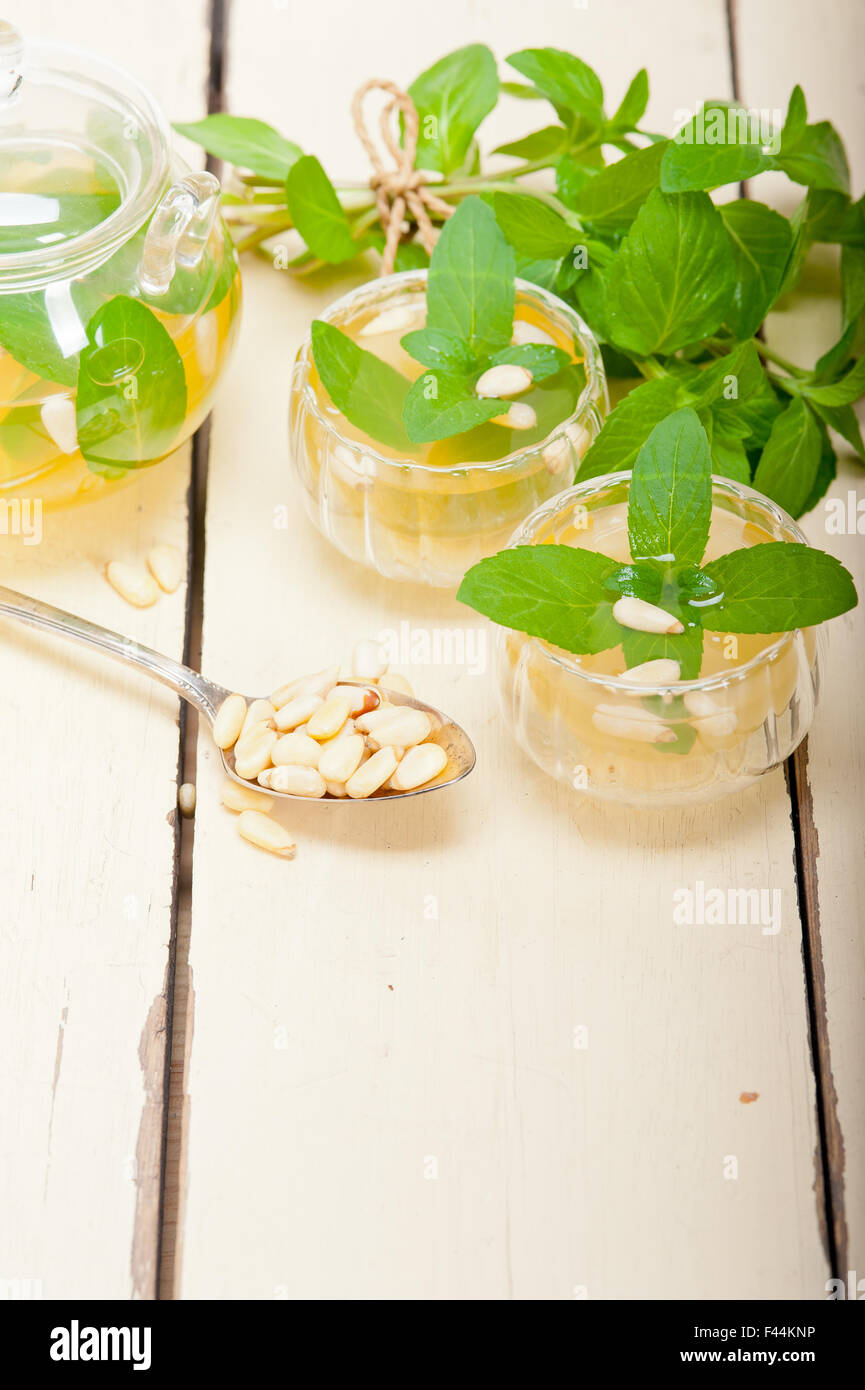 Arab traditional mint and pine nuts tea Stock Photo Alamy