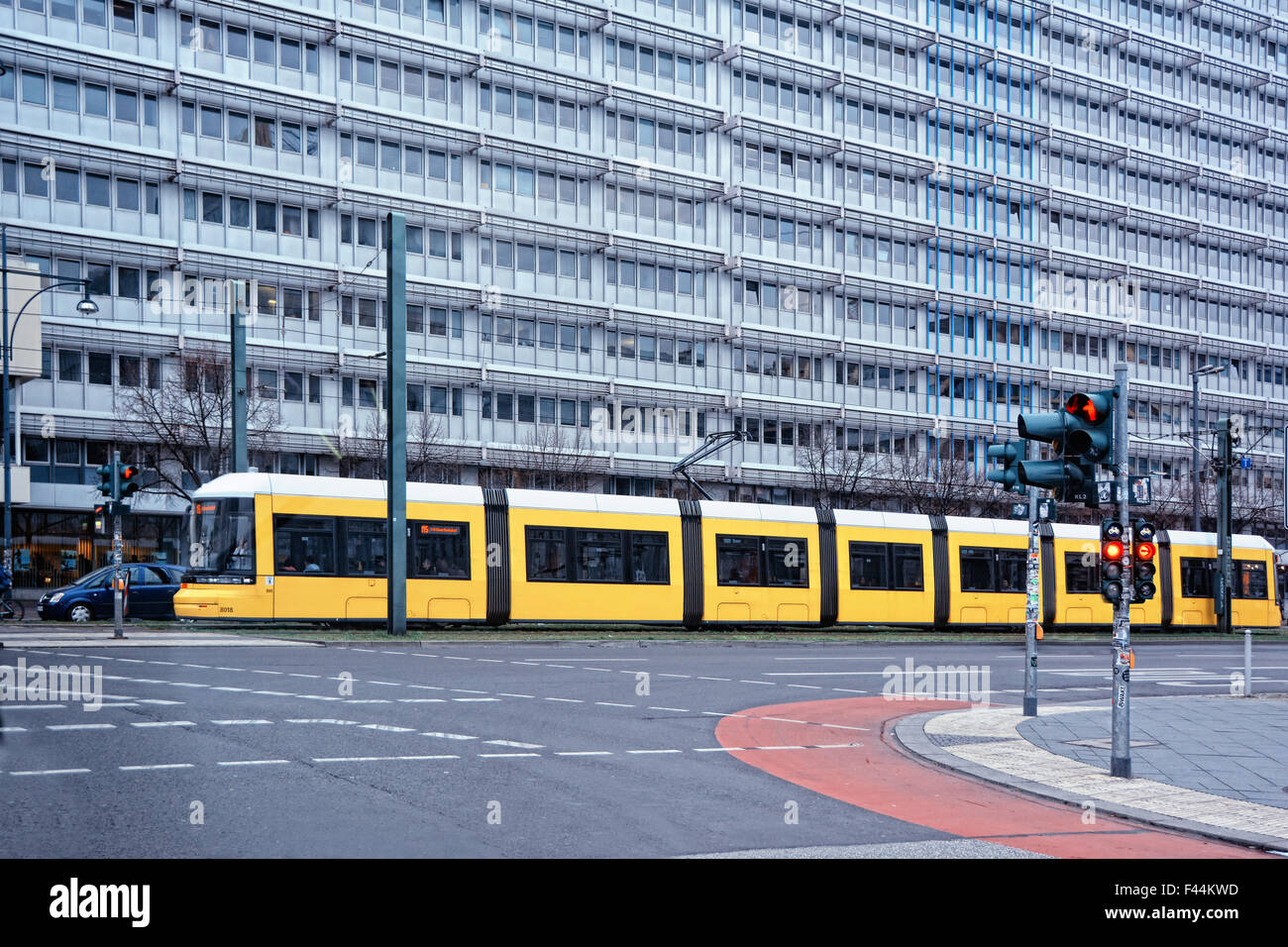 yellow trolley line Stock Photo