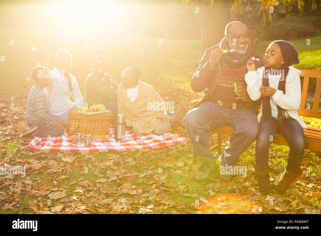 Happy family having a picnic Stock Photo