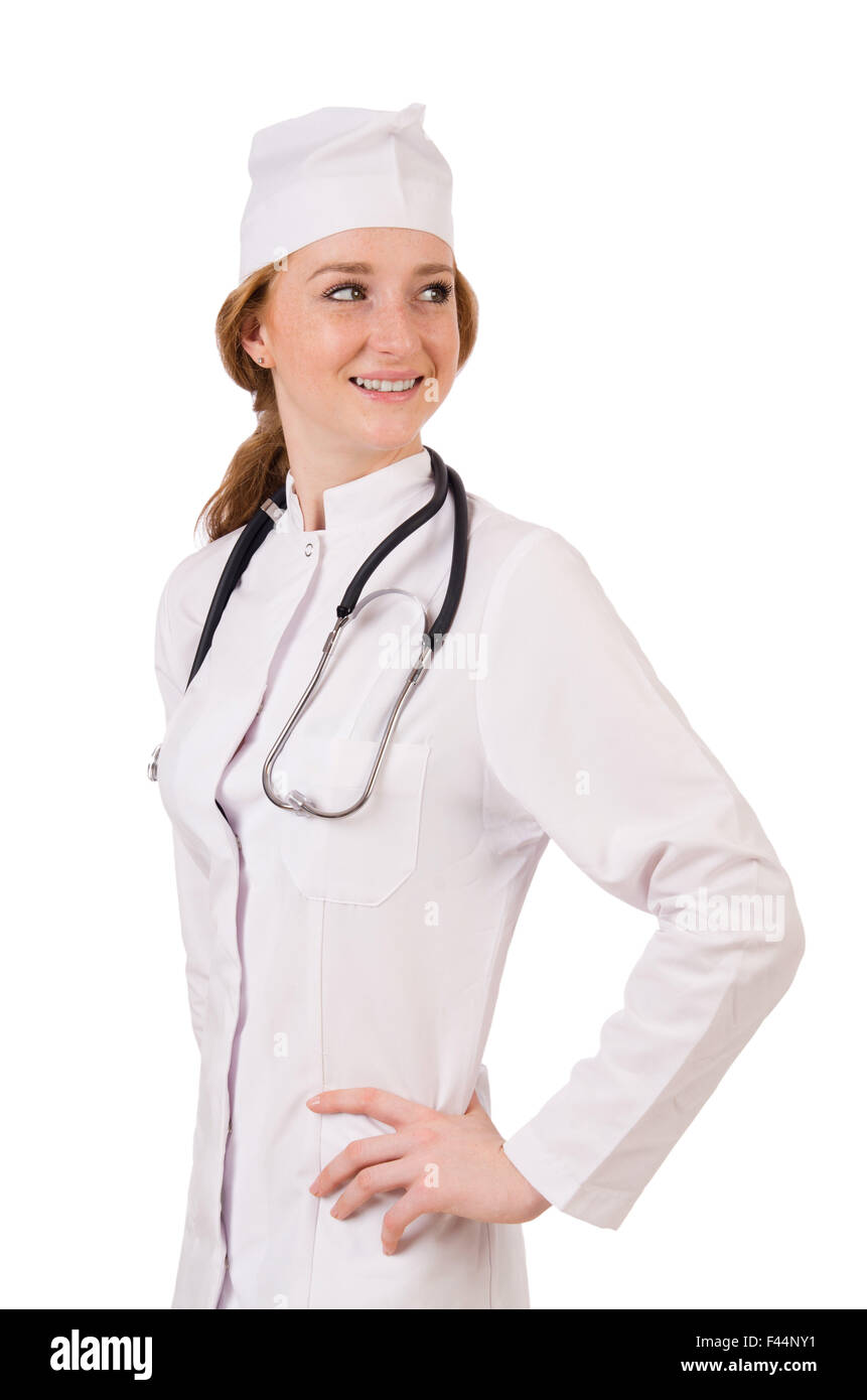 Young woman doctor isolated on white Stock Photo - Alamy