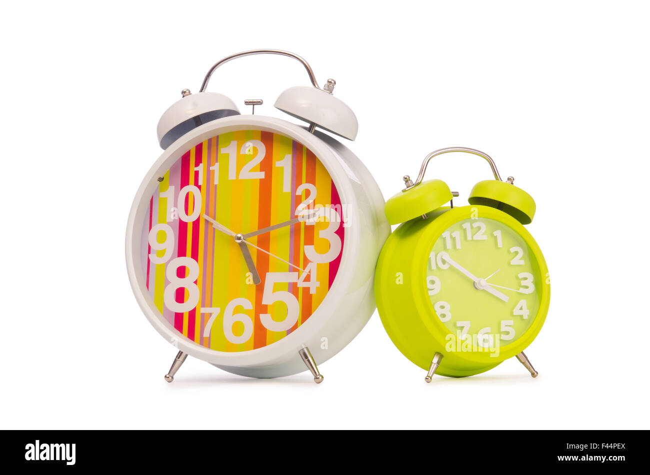 Alarm clock isolated on the white background Stock Photo - Alamy