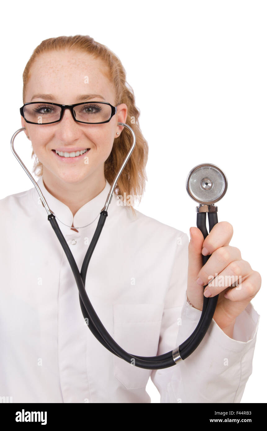 Young woman doctor isolated on white Stock Photo - Alamy