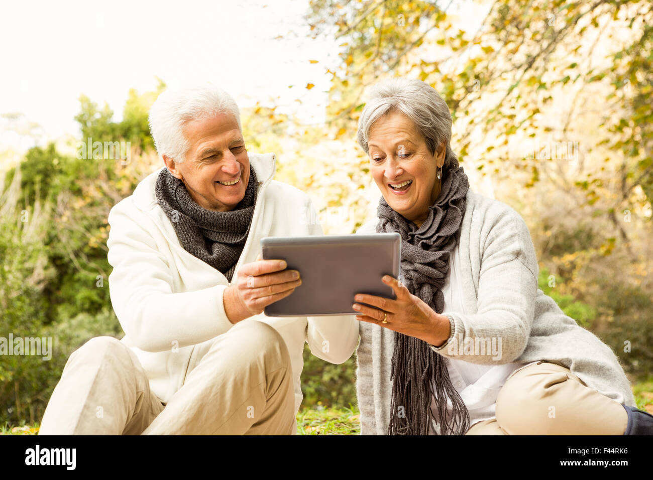 Senior couple in the park Stock Photo - Alamy
