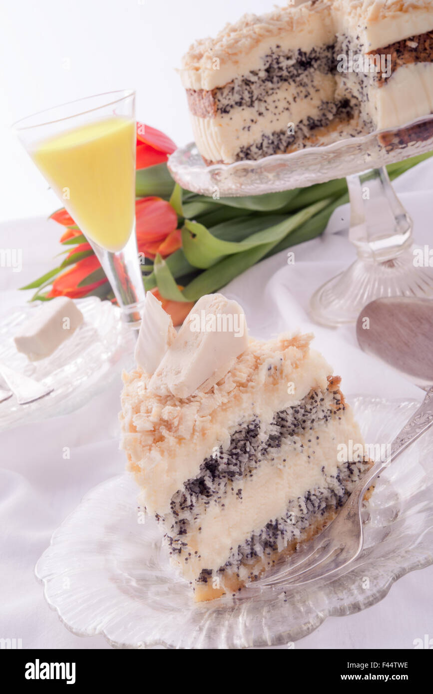 cheese almond cake Stock Photo
