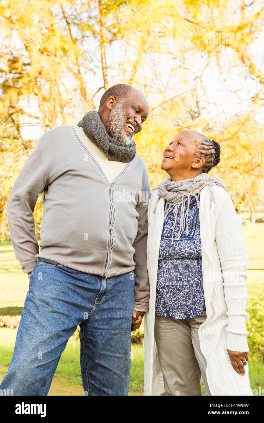 Senior happy couple looking each other Stock Photo