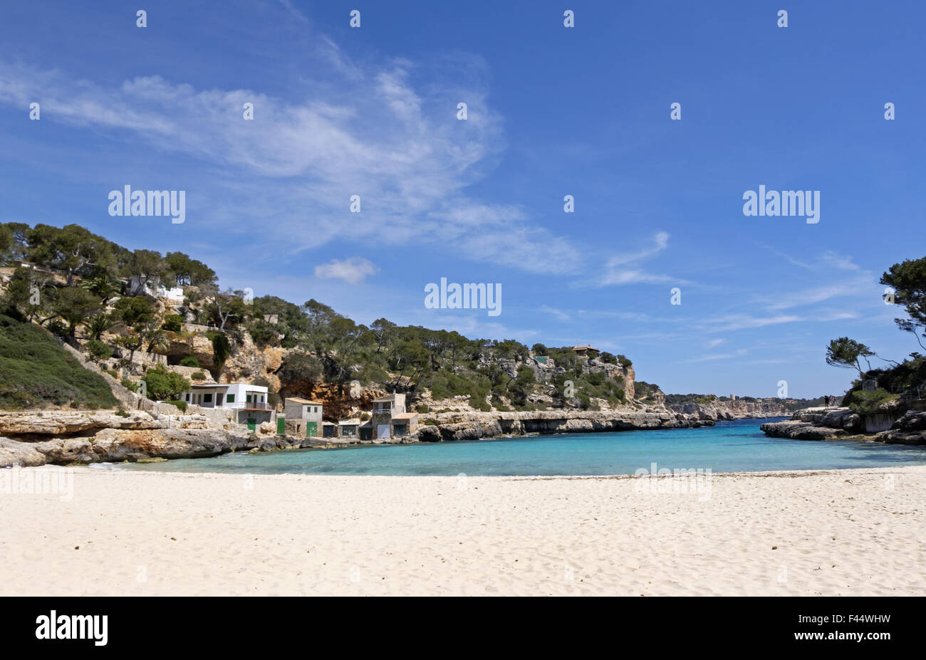 Beach in Cala Llombards Stock Photo