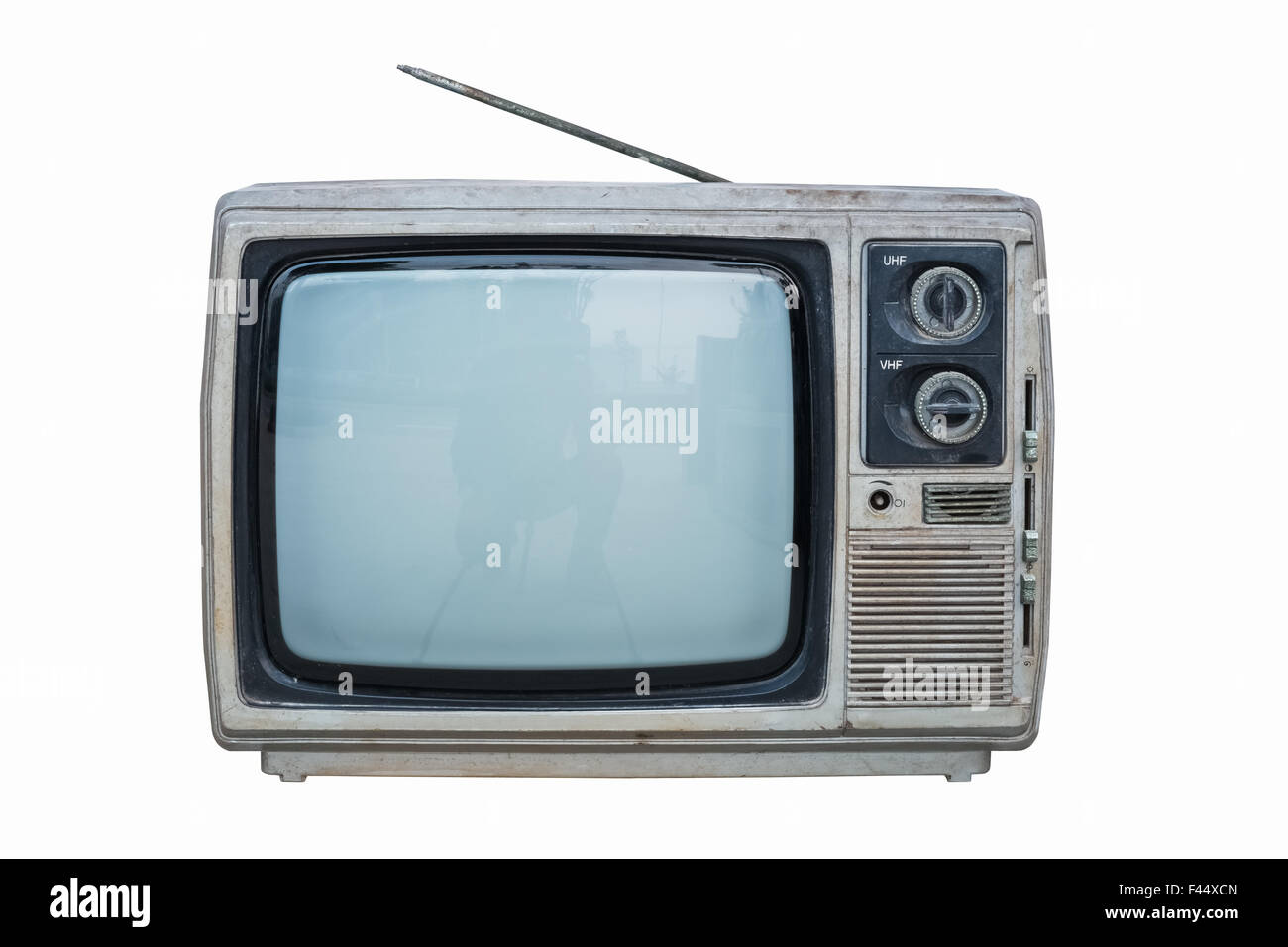 old black and white television Stock Photo