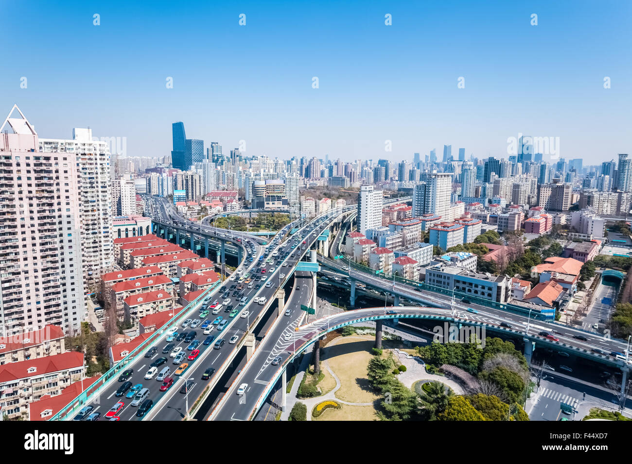interchange of urban viaducts Stock Photo