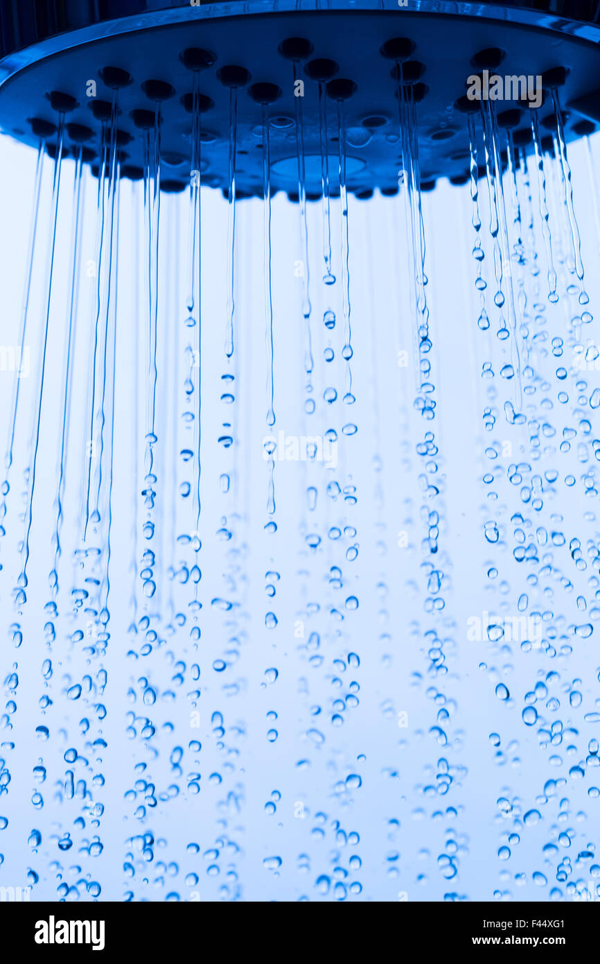 Shower Head with Running Water Stock Photo
