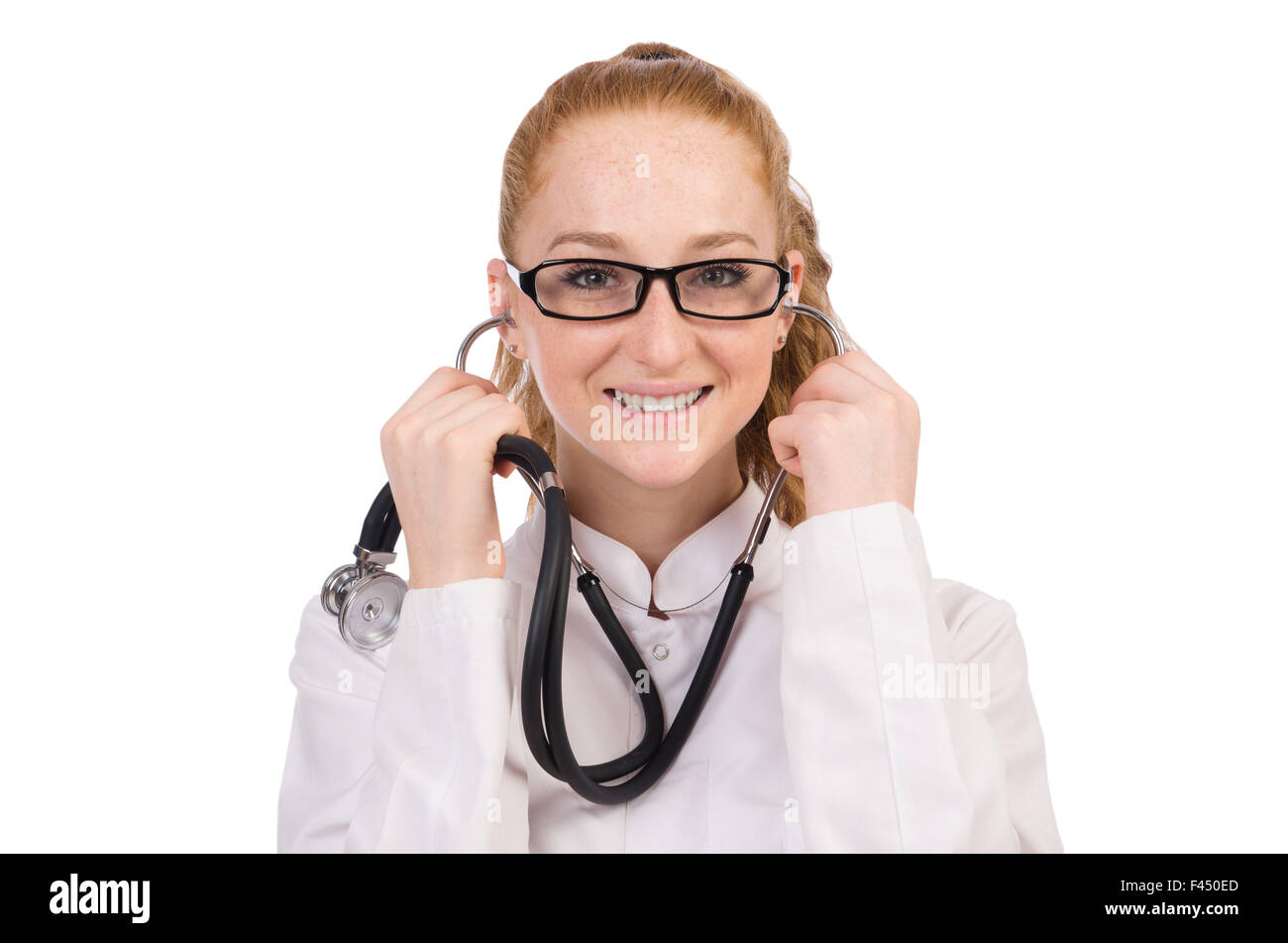Young woman doctor isolated on white Stock Photo - Alamy