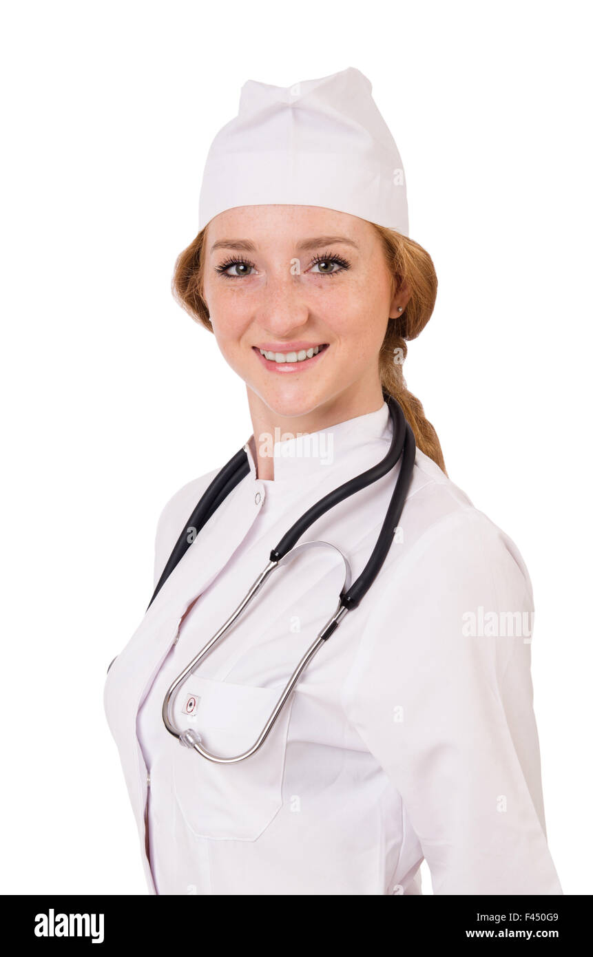 Young woman doctor isolated on white Stock Photo - Alamy