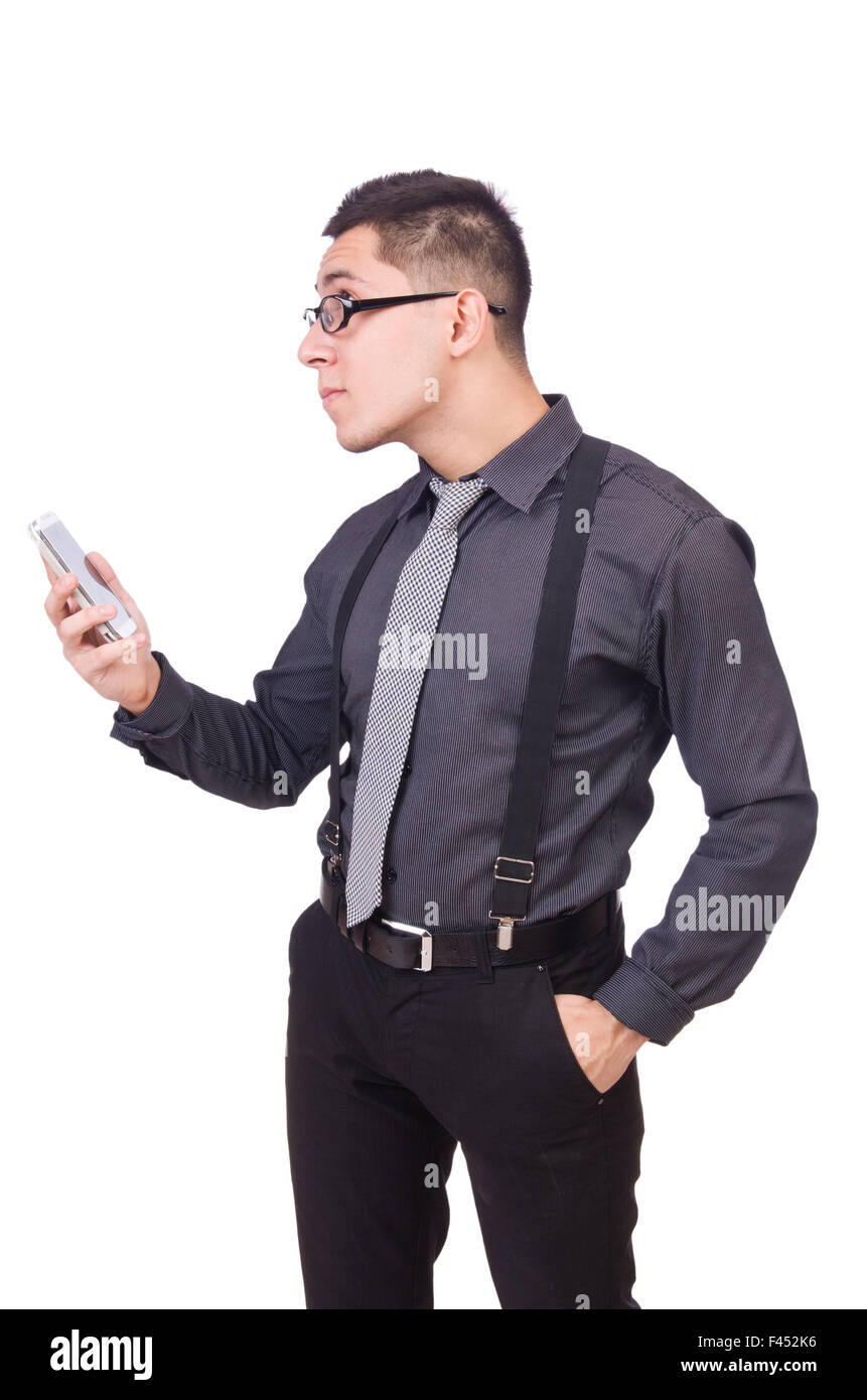 A young man wearing suit isolated on white Stock Photo - Alamy
