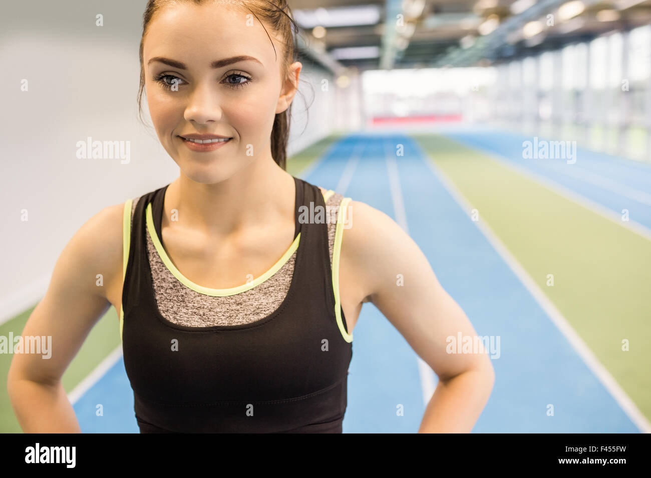 Fit Woman On The Running Track Stock Photo Alamy