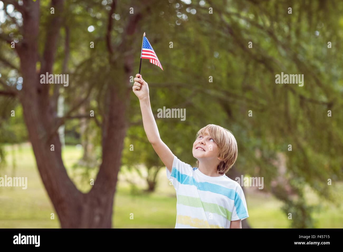 Young boy holding an american flag Stock Photo - Alamy