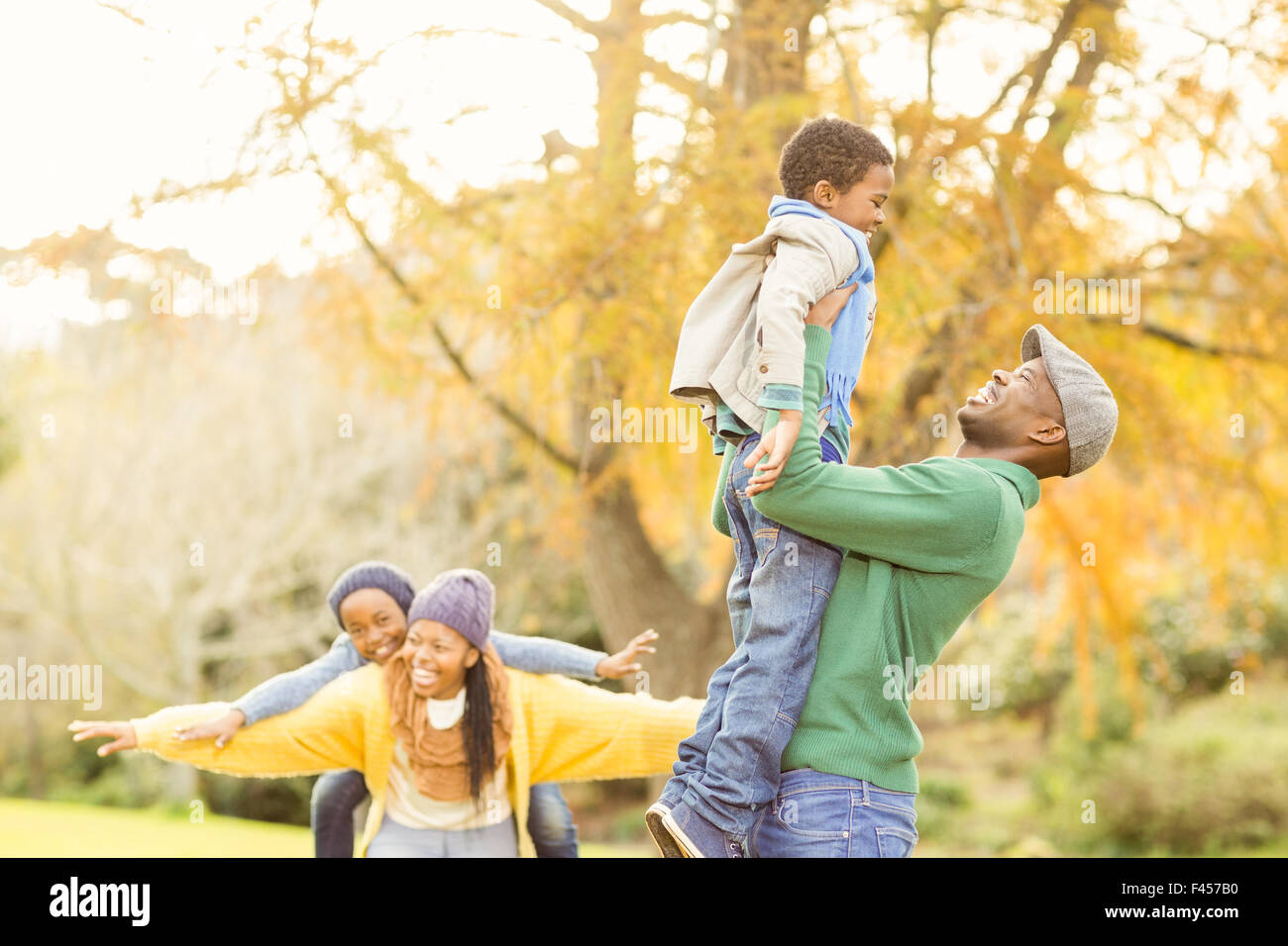 View of a happy young family Stock Photo