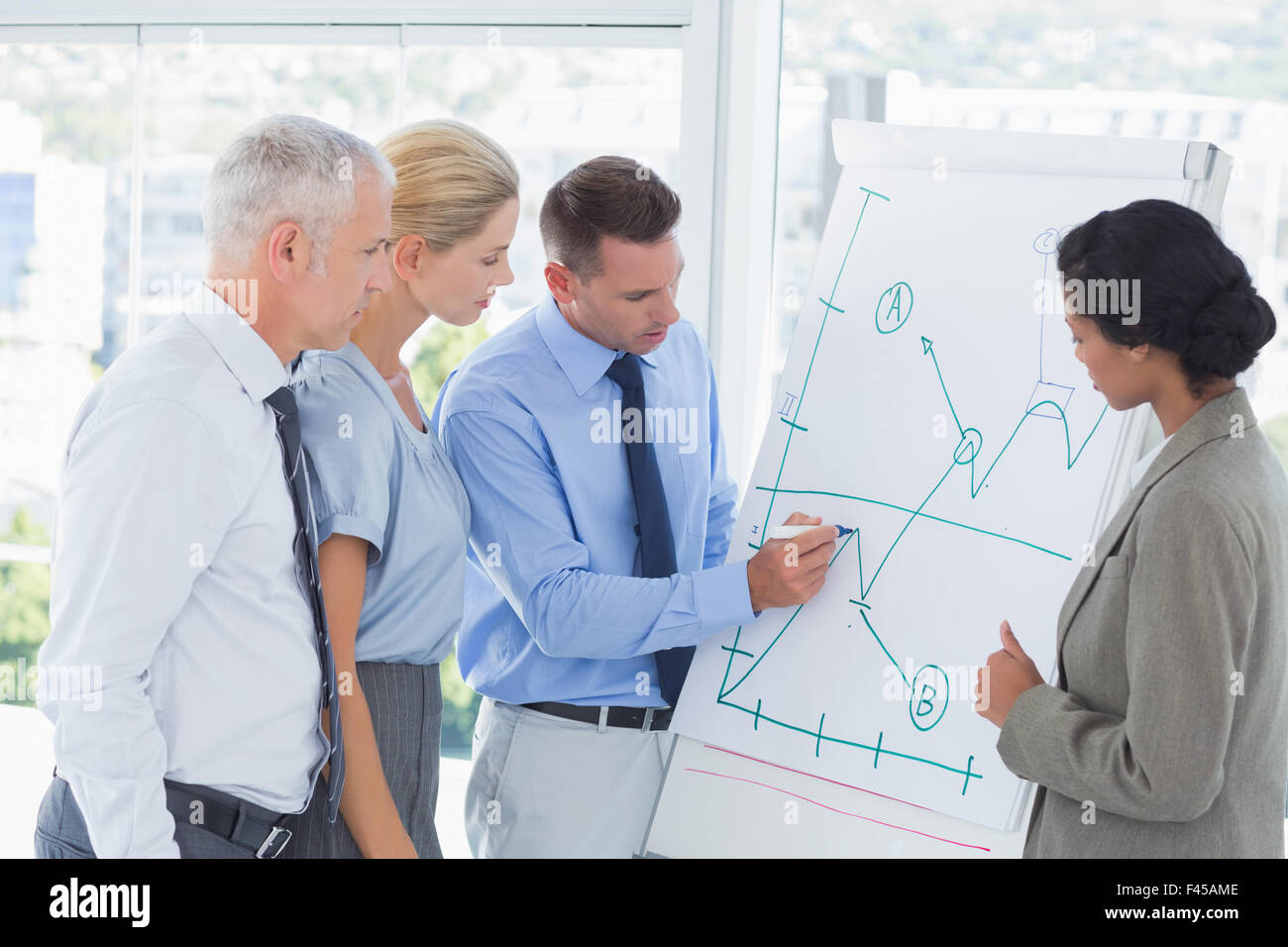 Businessman explaining graph on whiteboard hi-res stock photography and ...