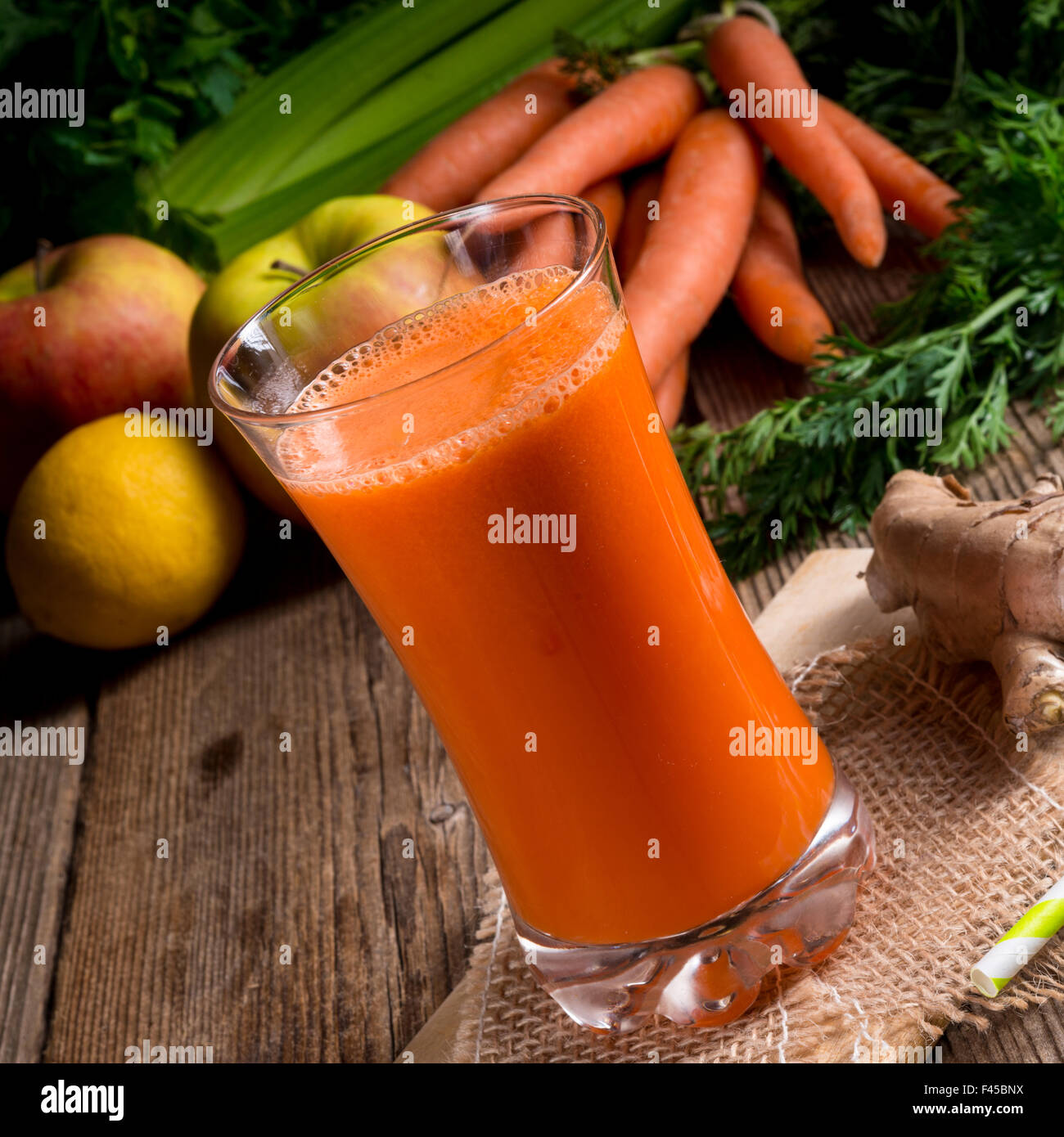 freshly squeezed carrot juice Stock Photo Alamy