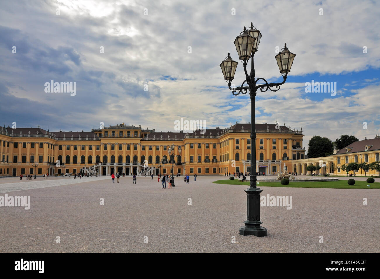 Palace and vintage lamps on a large area Stock Photo