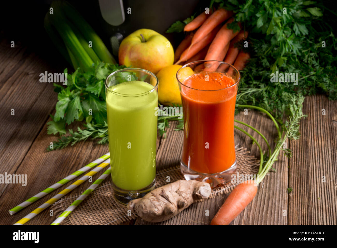 Freshly squeezed vegetable juices Stock Photo Alamy