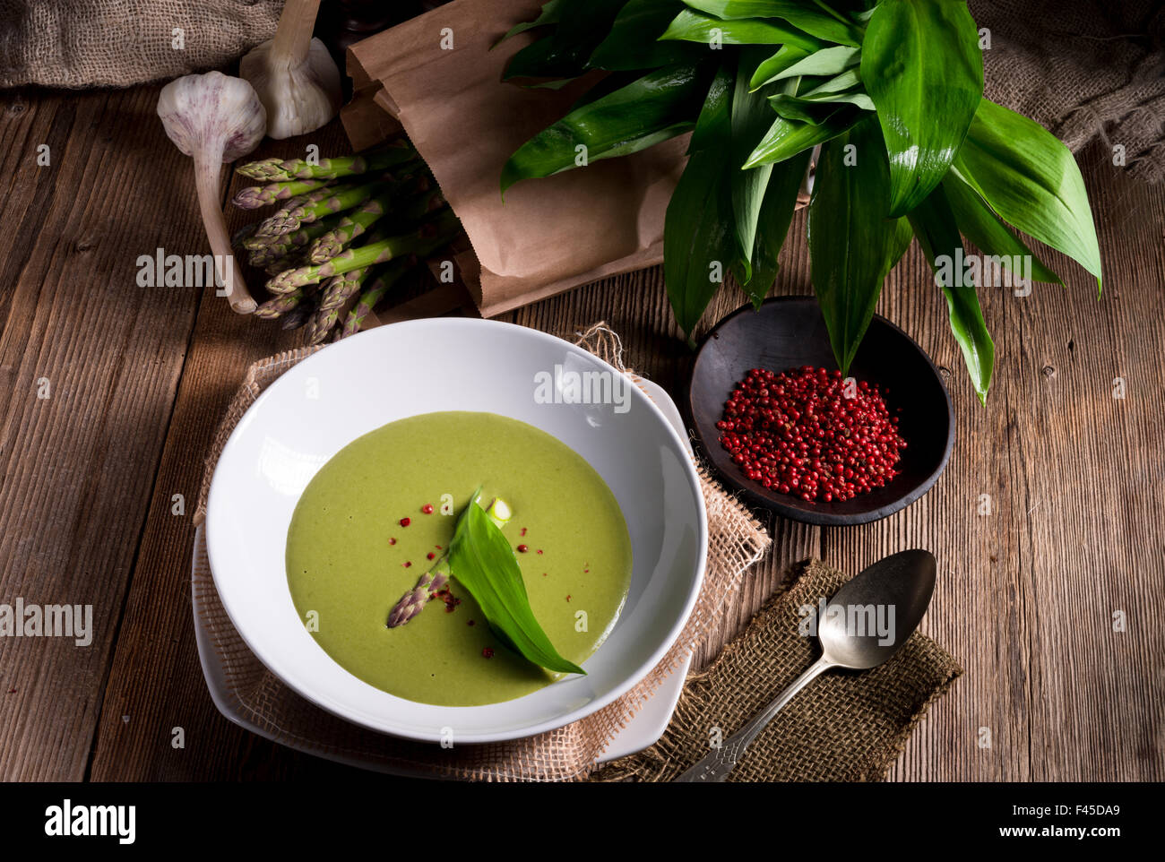 Ramsons Asparagus Soup Stock Photo Alamy