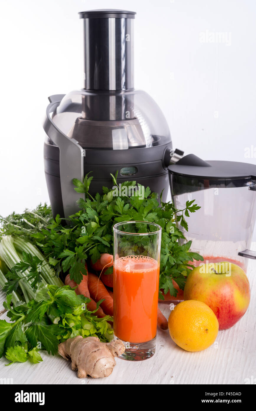 Freshly squeezed vegetable juices Stock Photo