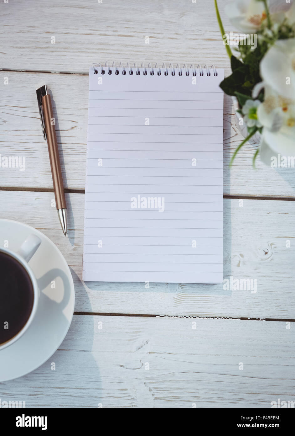 Overhead shot of notepad Stock Photo - Alamy