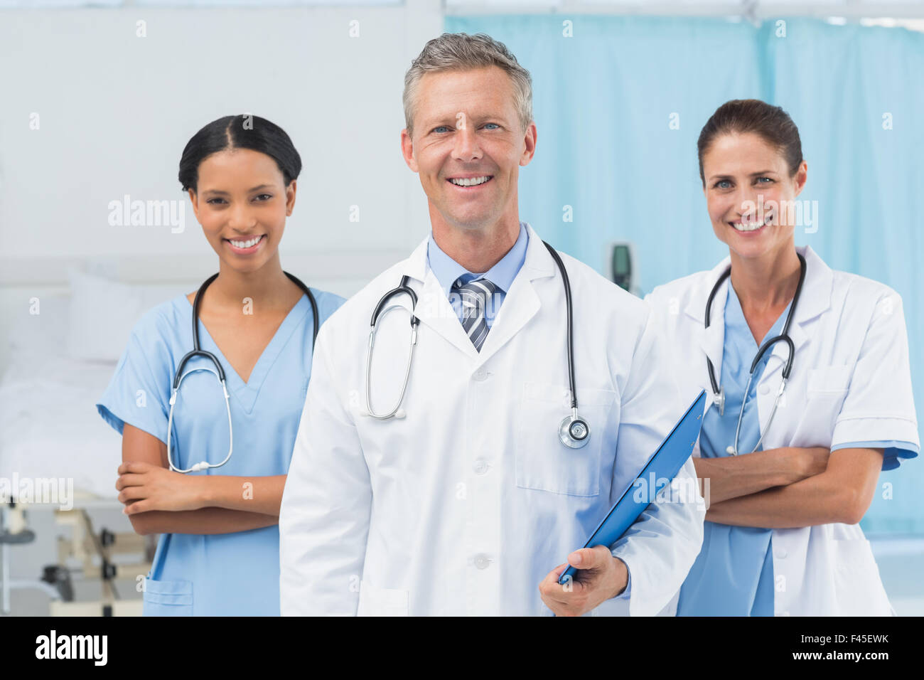 Confident male and female doctors Stock Photo