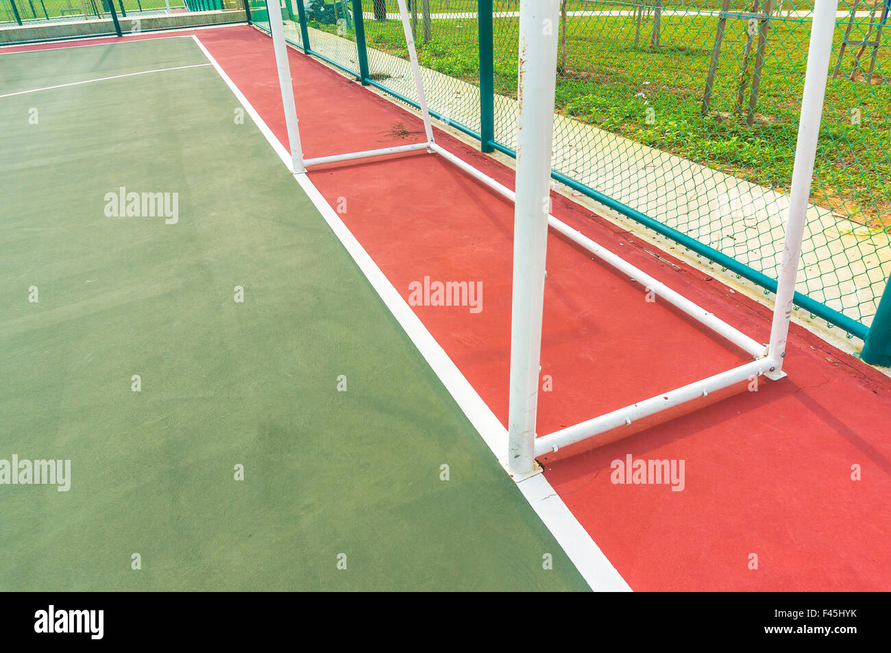 line goal post inside futsal court Stock Photo Alamy
