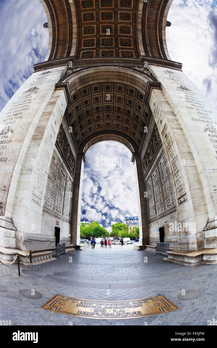 The unexpected angle Arc de Triomphe Stock Photo