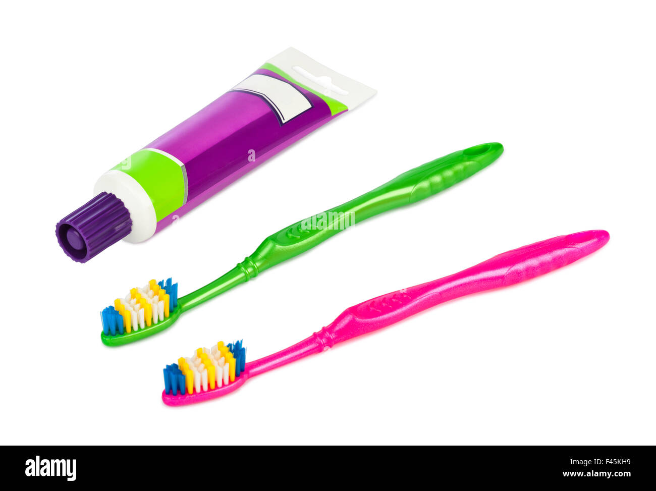 Toothbrushes and paste tube Stock Photo