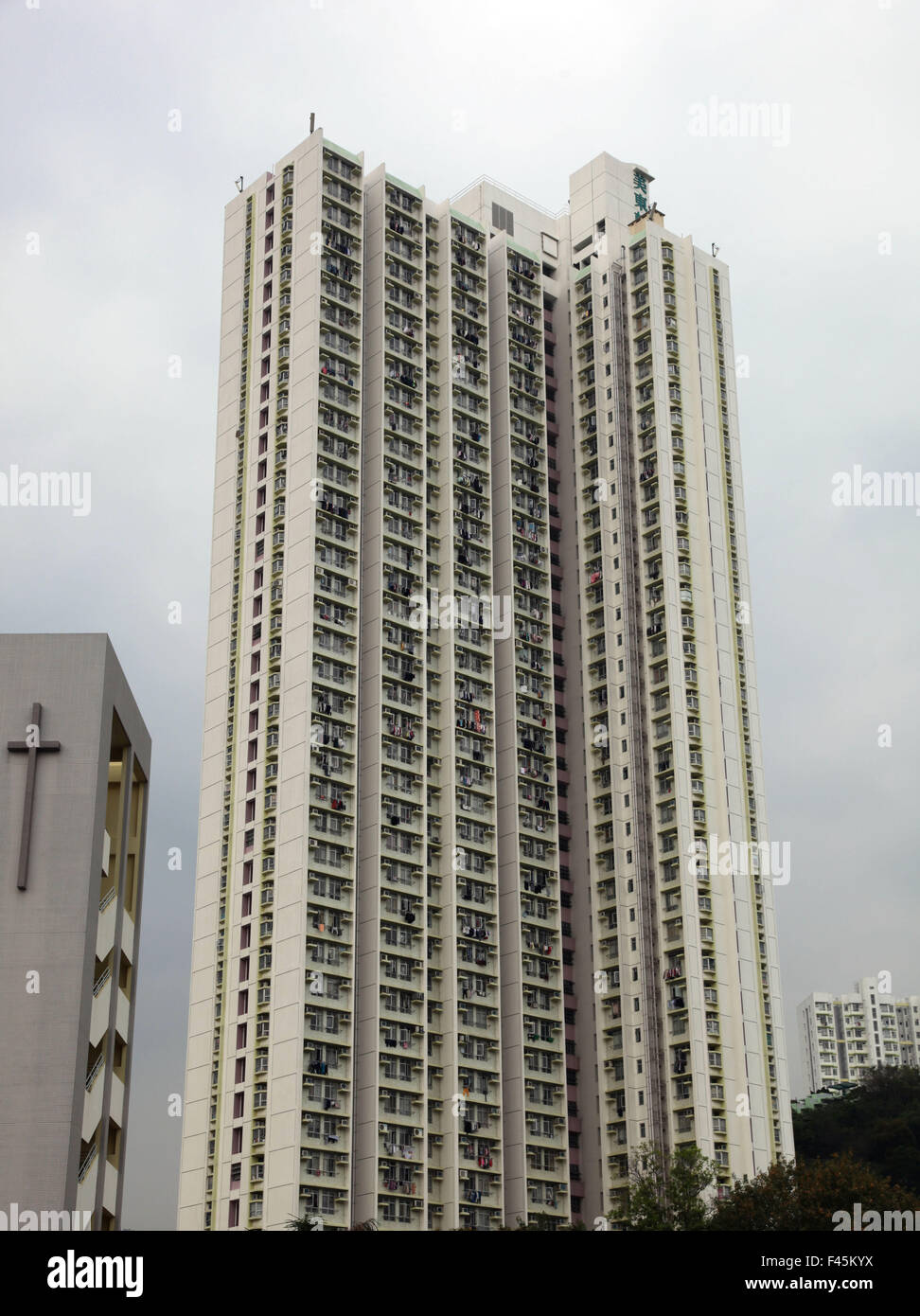 It's a photo of Hong Kong towers in the Tseung Kwan O Area. It's development construction for flats Stock Photo