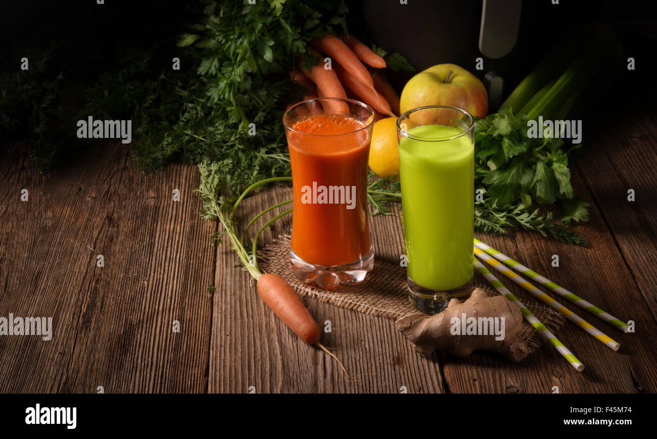 Freshly squeezed vegetable juices Stock Photo Alamy