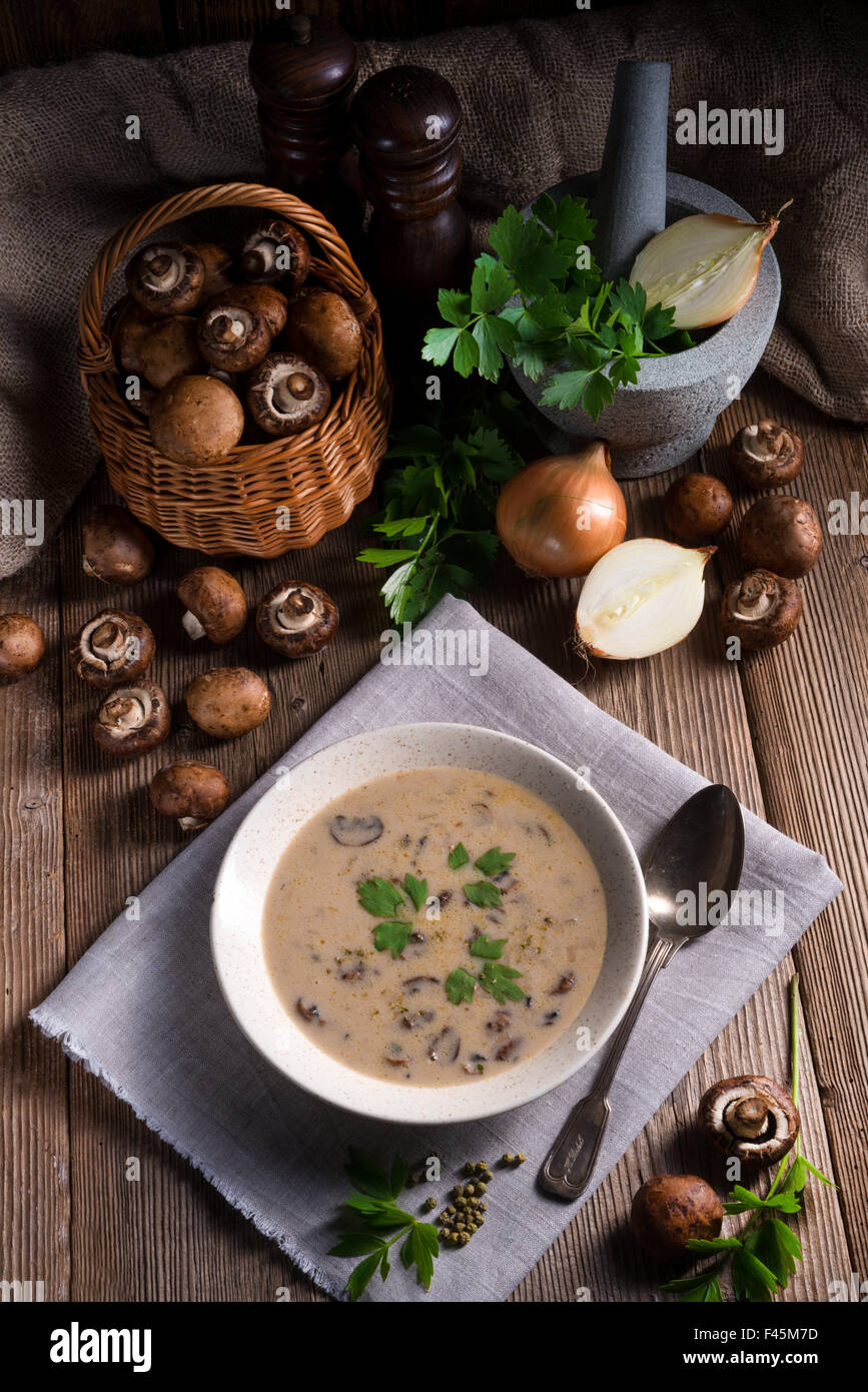 Creamy Mushroom Soup Stock Photo - Alamy