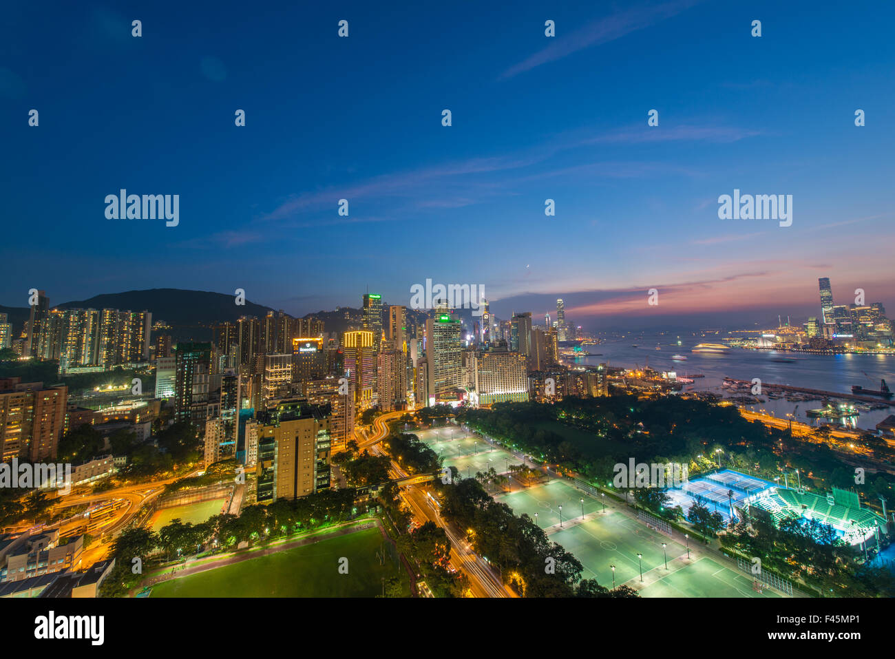 View of Hong Kong during sunset hours Stock Photo - Alamy