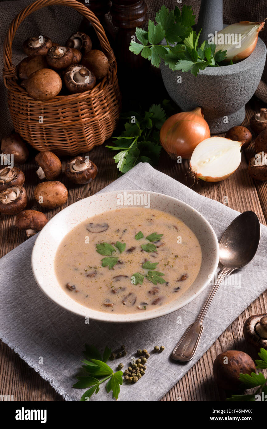 Creamy Mushroom Soup Stock Photo - Alamy
