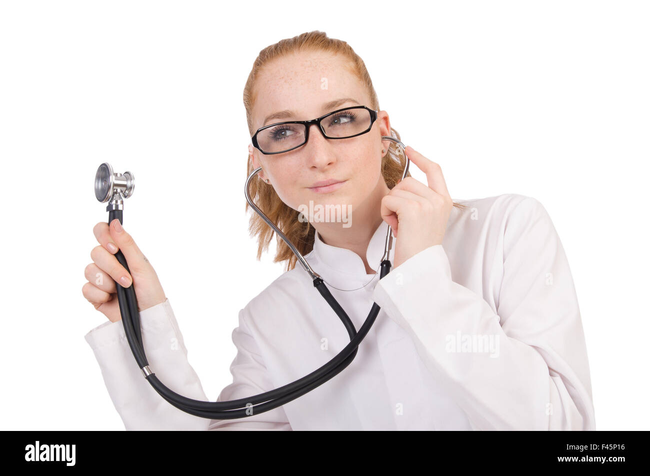 Young woman doctor isolated on white Stock Photo - Alamy