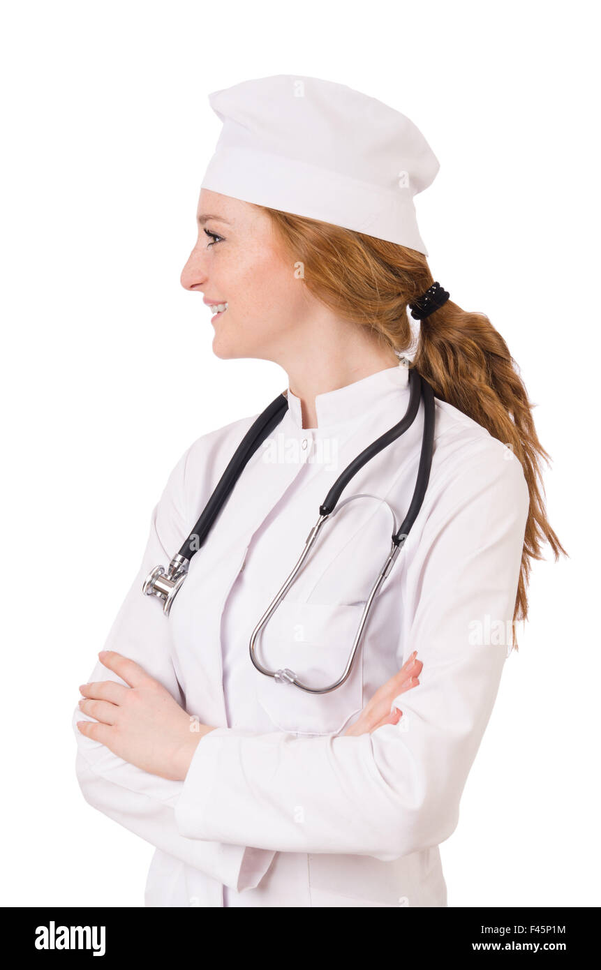 Young woman doctor isolated on white Stock Photo - Alamy