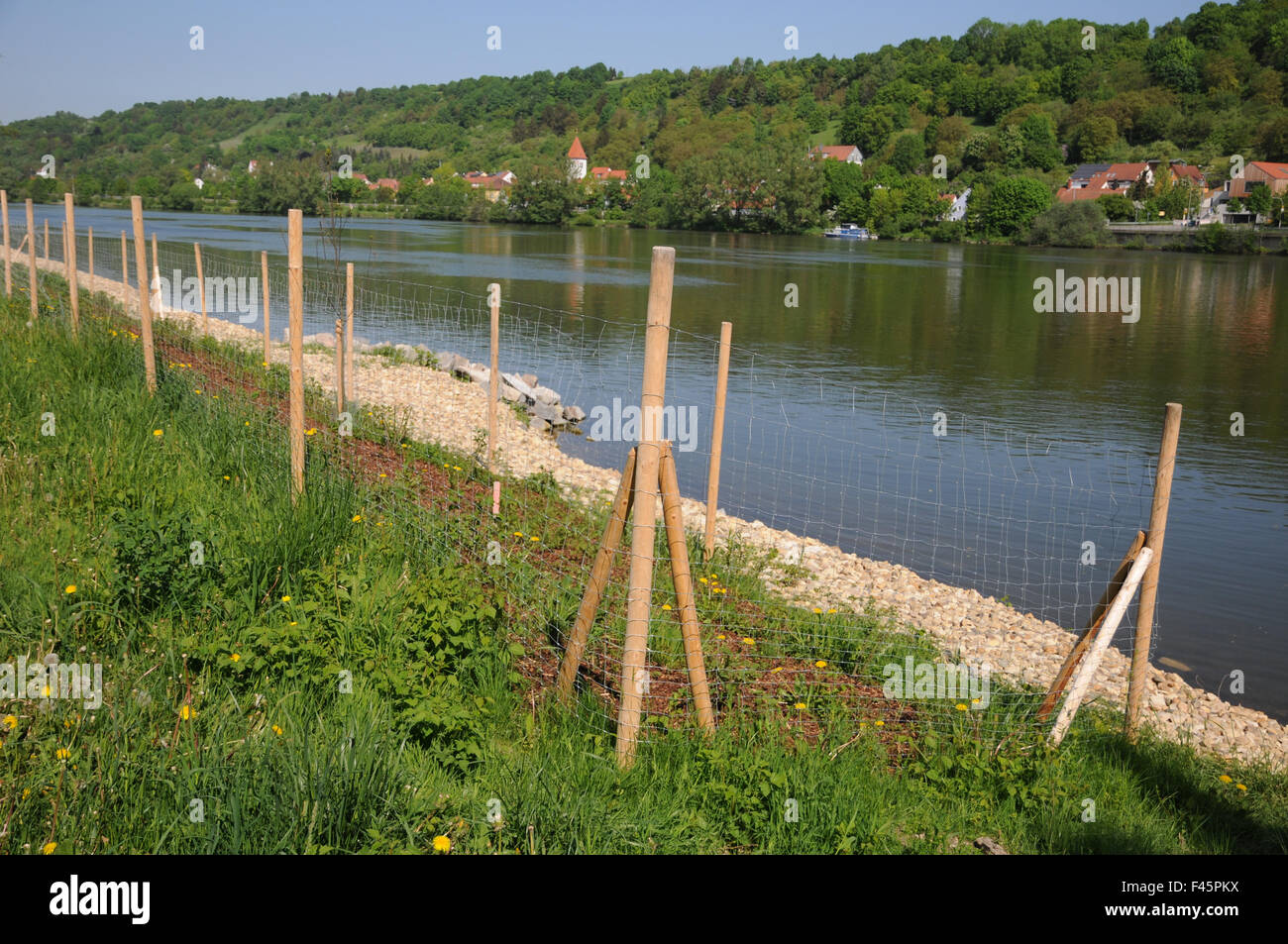 Danube river-bank with gravel Stock Photo