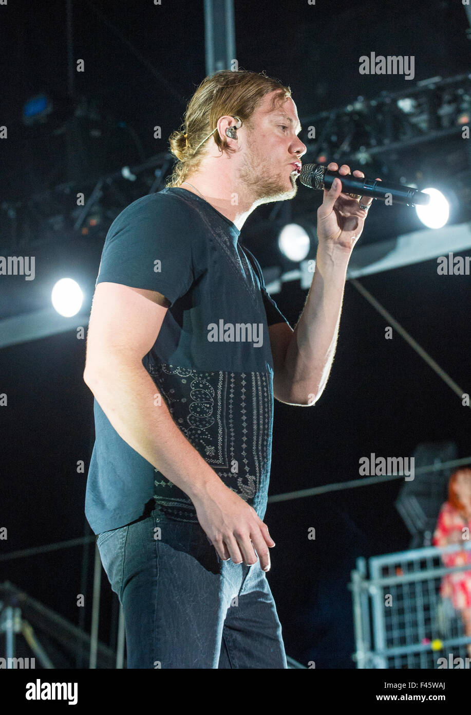 Dan Reynolds of Imagine Dragons performs on stage during Life Is Beautiful Festival in Las Vegas Stock Photo