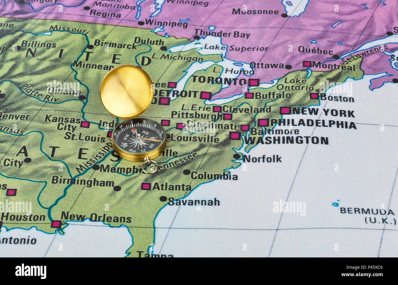 Usa Map And Compass Stock Photo Alamy