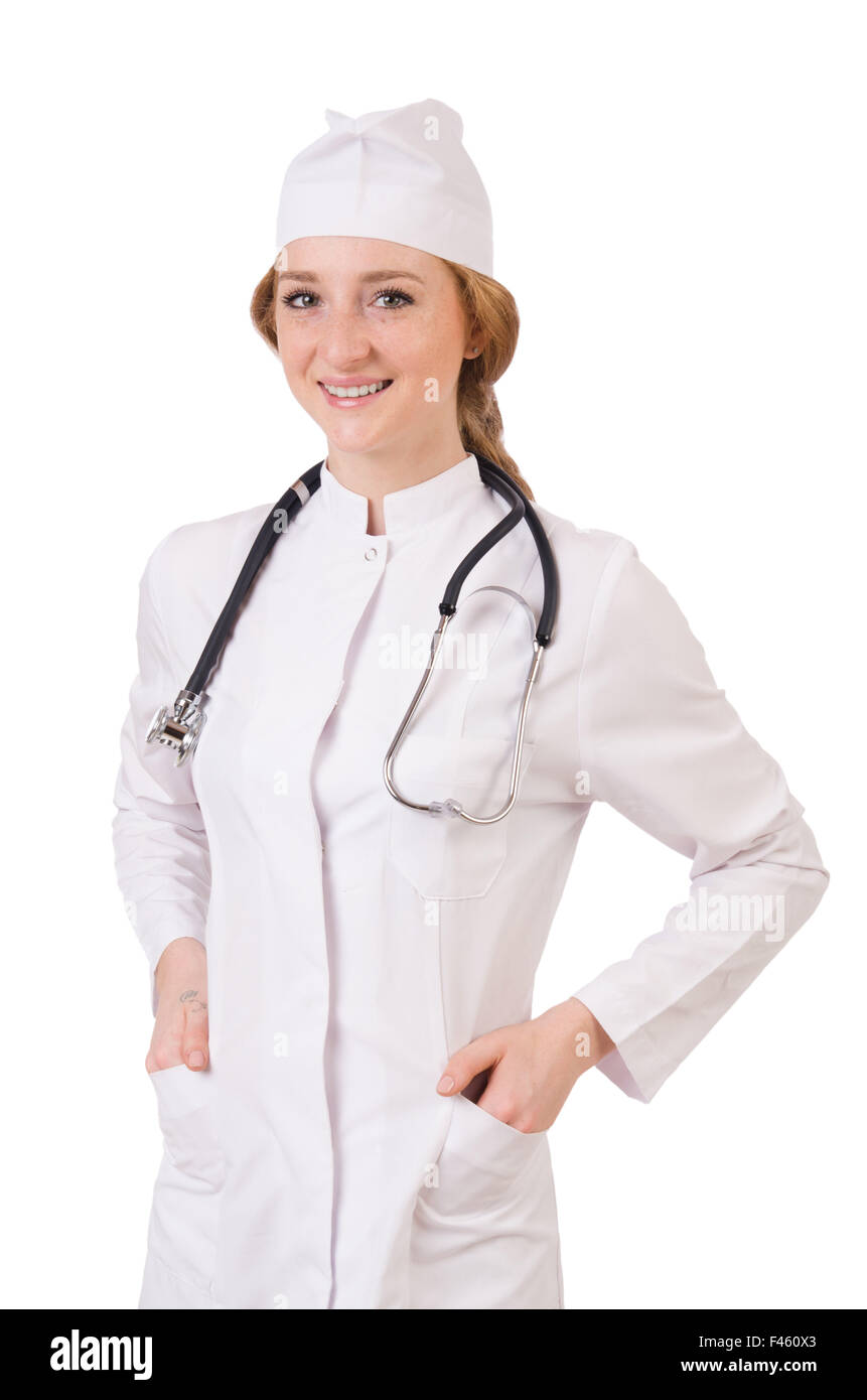 Young woman doctor isolated on white Stock Photo - Alamy