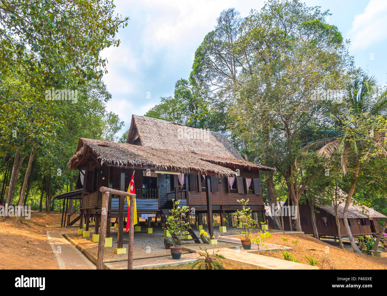 Traditional wooden house at Malaysia Stock Photo