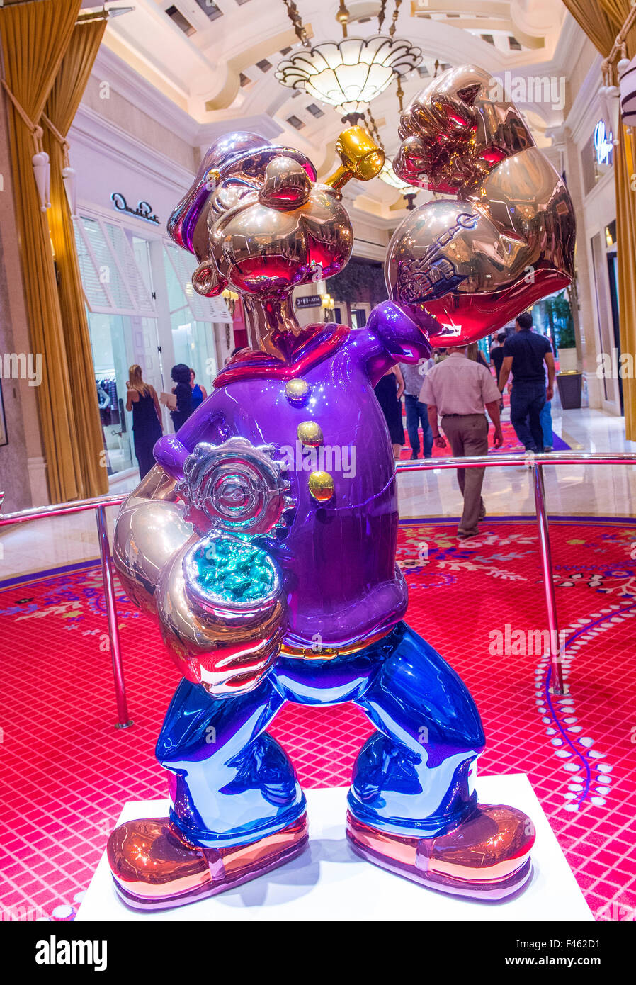 The Jeff Koons Popeye Sculpture display at the Wynn Hotel in Las Vegas