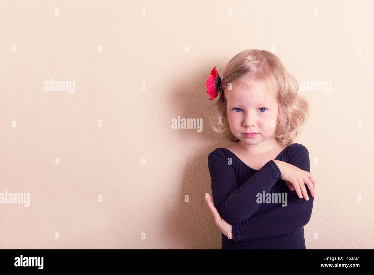 Funny little girl dancing. Selective focus. Stock Photo