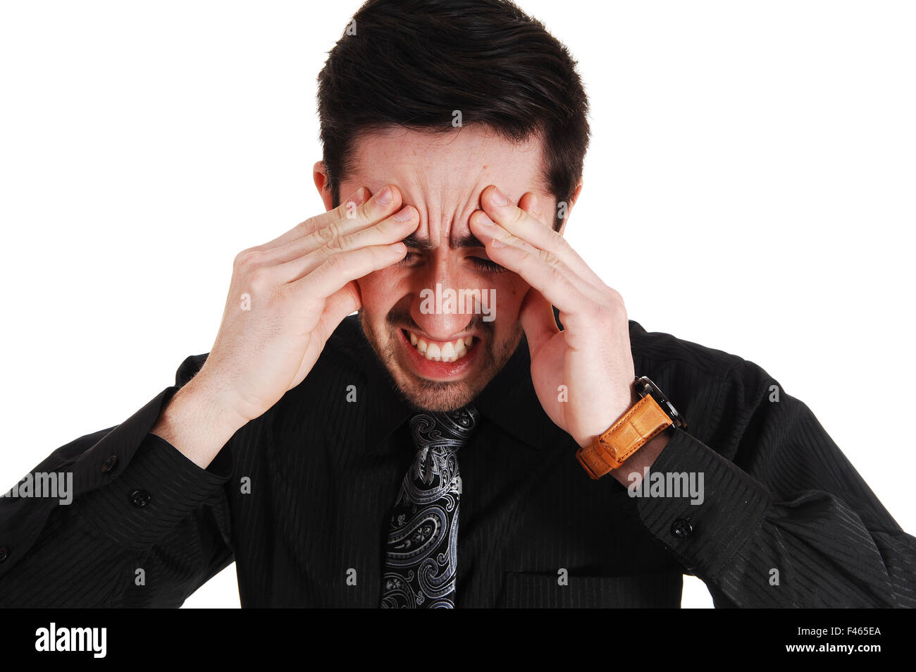 Man with heavy headache Stock Photo Alamy
