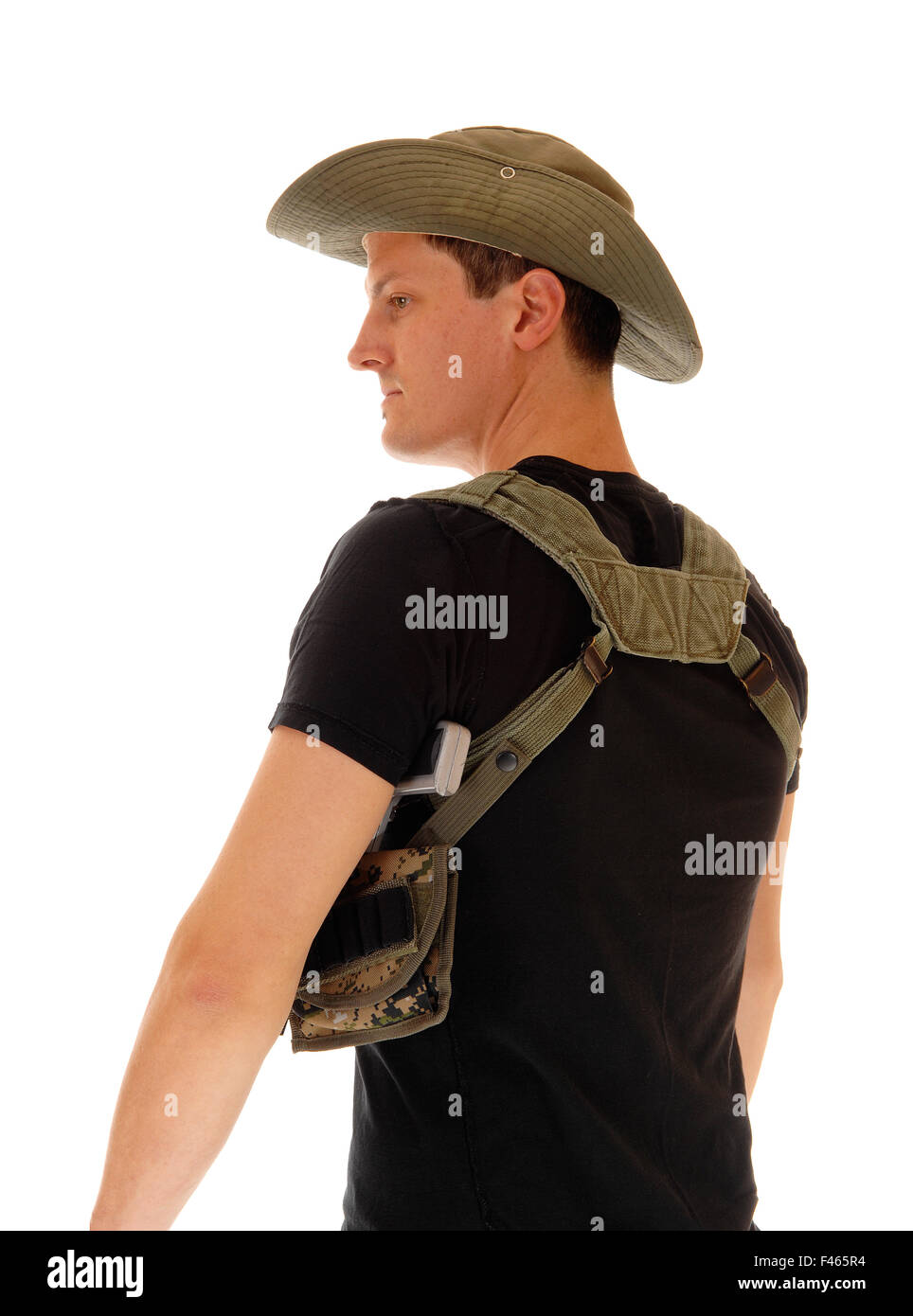 Soldier with gun holster. Stock Photo