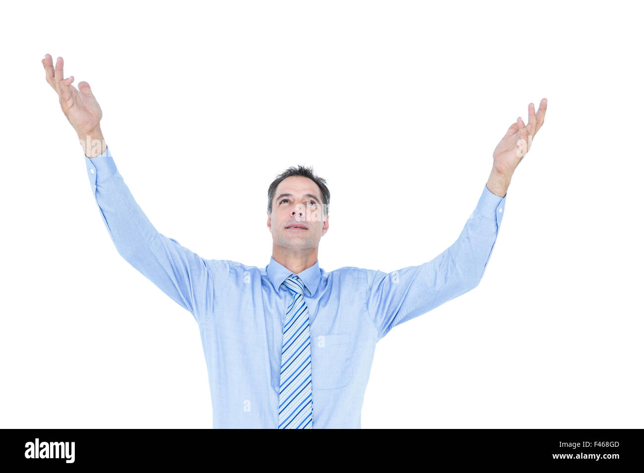 happy cheering businessman raising his arms Stock Photo - Alamy