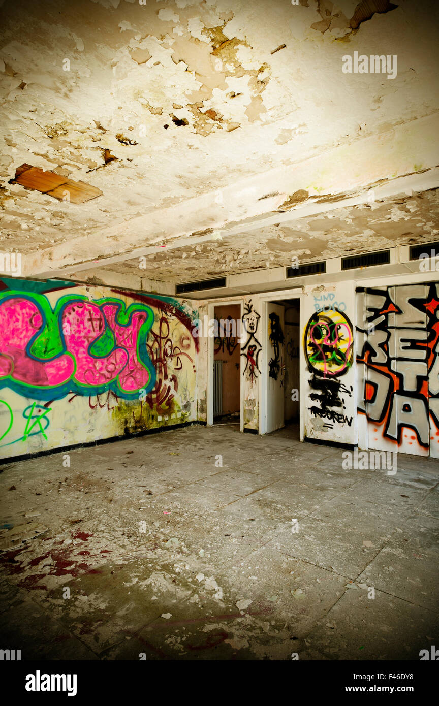 abandoned building, grunge wall Stock Photo